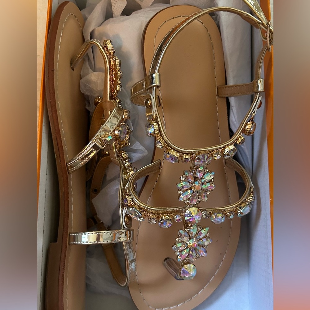 Elegant Gold Embellished Sandals
